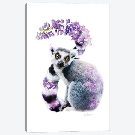 Wildlife Botanical Lemur Canvas Print #LLG52} by Lola Design Canvas Wall Art