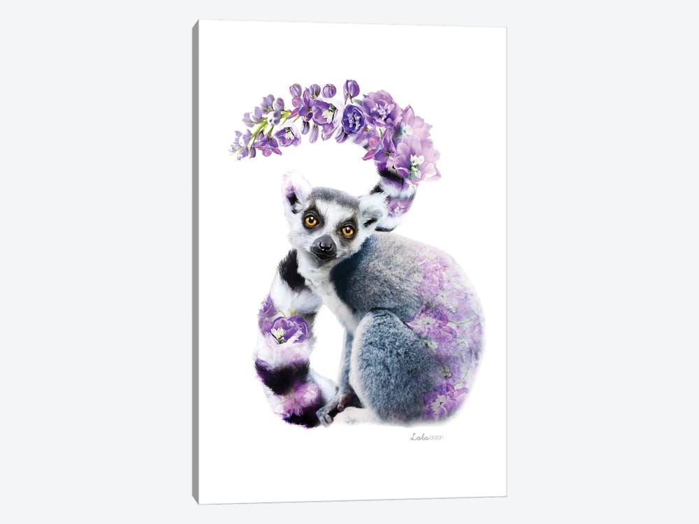 Wildlife Botanical Lemur by Lola Design 1-piece Art Print