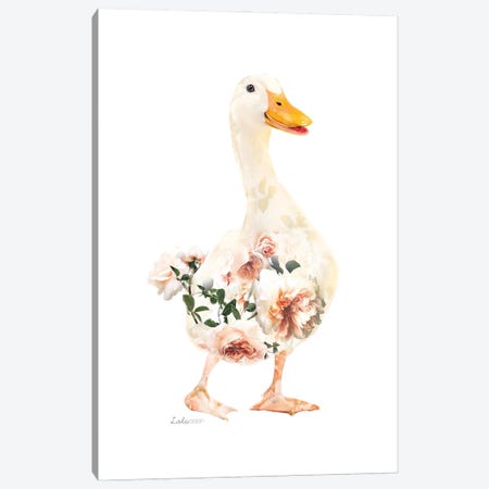 Wildlife Botanical White Duck Canvas Print #LLG55} by Lola Design Art Print