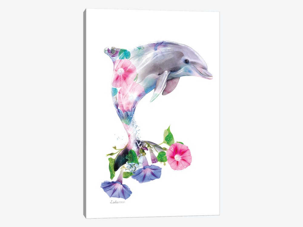 Wildlife Botanical Dolphin by Lola Design 1-piece Art Print