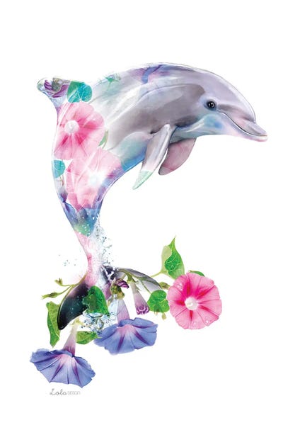 Dolphins: Wildlife Botanical Dolphin by Lola Design