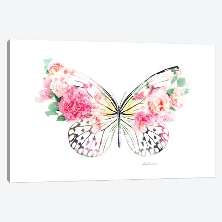 Wildlife Botanical Pink Butterfly Canvas Print #LLG57} by Lola Design Canvas Art Print