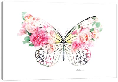 Wildlife Botanical Pink Butterfly Canvas Art Print - Lola Design