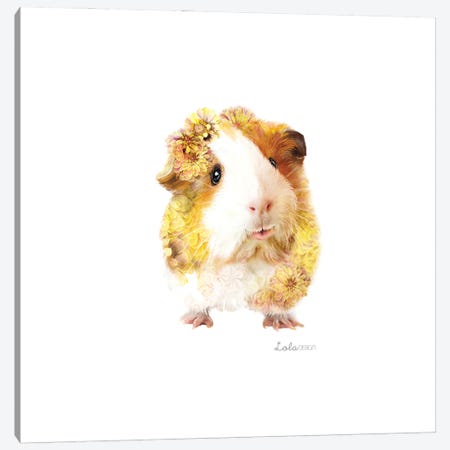 Wildlife Botanical Guinea Pig Canvas Print #LLG59} by Lola Design Canvas Artwork
