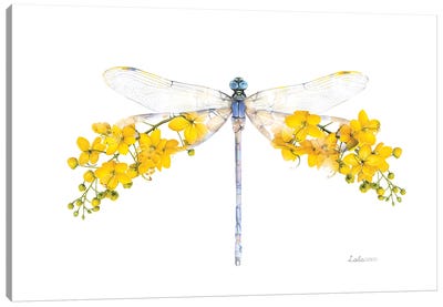 Wildlife Botanical Dragonfly Canvas Art Print - Embellished Animals