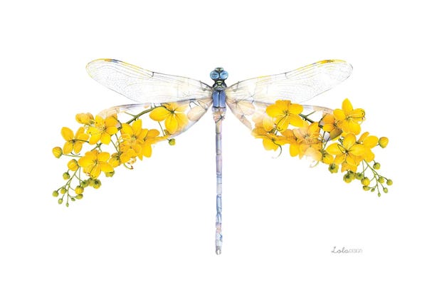 Embellished Animals: Wildlife Botanical Dragonfly by Lola Design