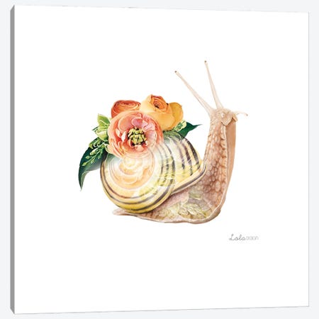Wildlife Botanical Snail Canvas Print #LLG64} by Lola Design Canvas Artwork