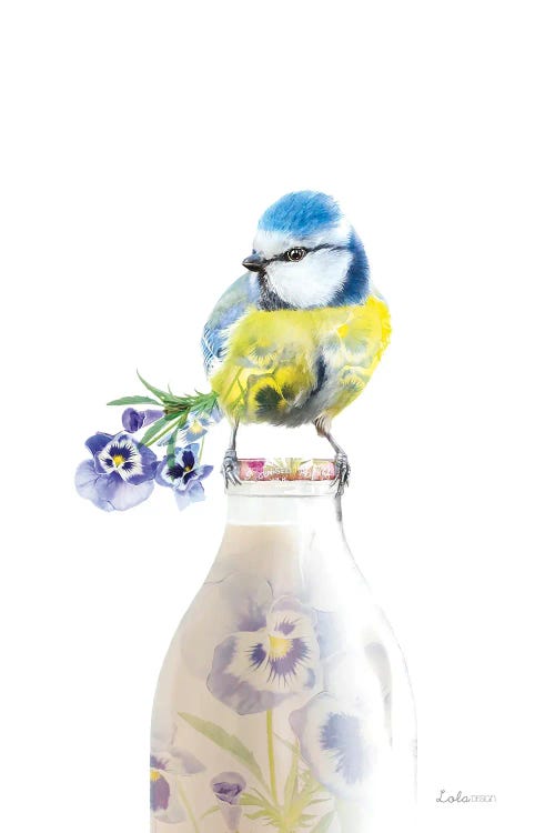 Wildlife Botanical Milk Bottle Blue Tit