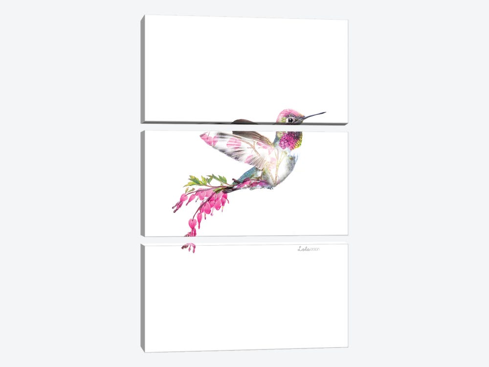 Wildlife Botanical Hummingbird by Lola Design 3-piece Canvas Art Print