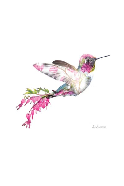 Hummingbirds: Wildlife Botanical Hummingbird by Lola Design