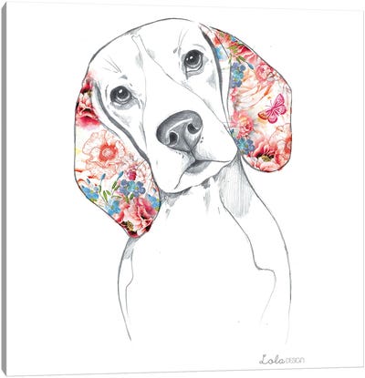 Beagle Pet Portrait Canvas Art Print - Lola Design