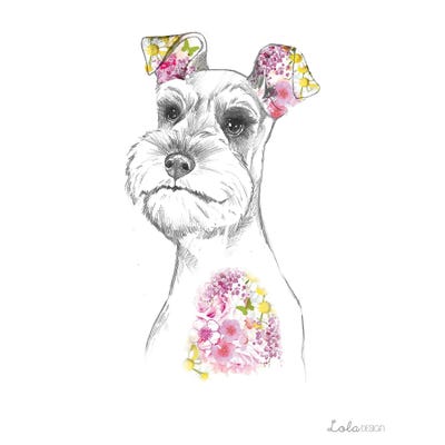 Schnauzer Pet Portrait by Lola Design metal wall art