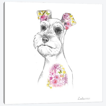 Schnauzer Pet Portrait Canvas Print #LLG74} by Lola Design Art Print