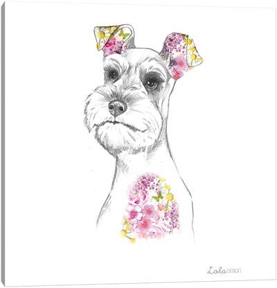 Schnauzer Pet Portrait Canvas Art Print - Lola Design