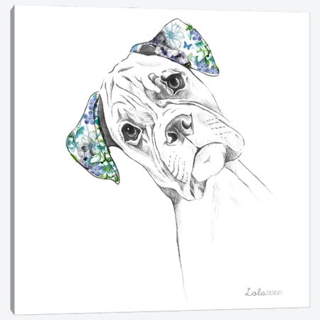 Boxer Pet Portrait Canvas Print #LLG75} by Lola Design Canvas Art Print