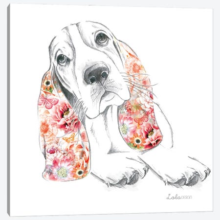 Basset Hound Pet Portrait Canvas Print #LLG77} by Lola Design Canvas Print