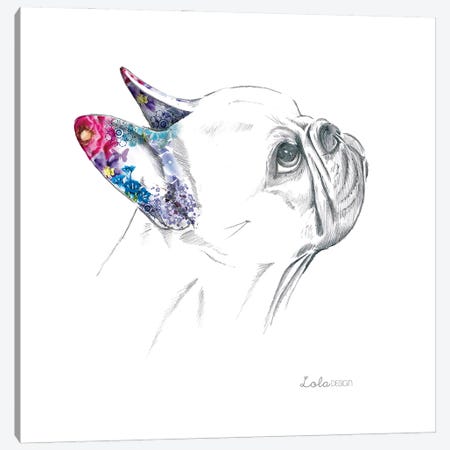 French Bulldog Pet Portrait Canvas Print #LLG78} by Lola Design Canvas Artwork
