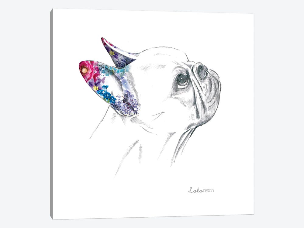 French Bulldog Pet Portrait by Lola Design 1-piece Canvas Art Print
