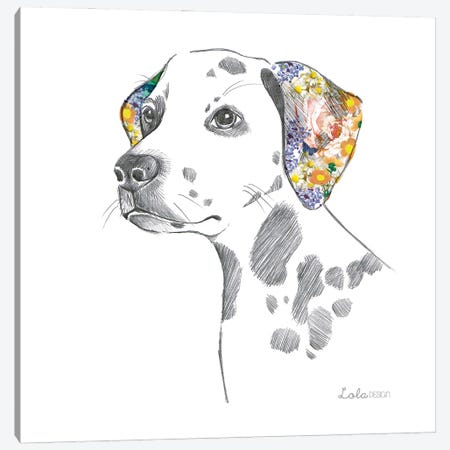 Dalmatian Pet Portrait Canvas Print #LLG79} by Lola Design Canvas Wall Art