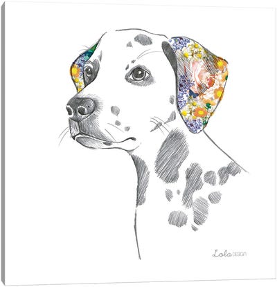 Dalmatian Pet Portrait Canvas Art Print - Lola Design