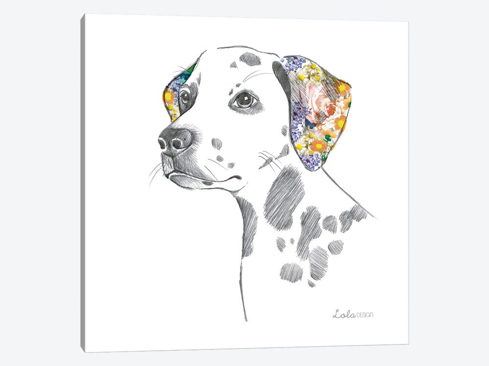 Dalmatian Pet Portrait by Lola Design 1-piece Canvas Artwork