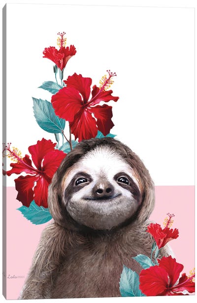 So Safari Sloth Canvas Art Print - Sloth Art