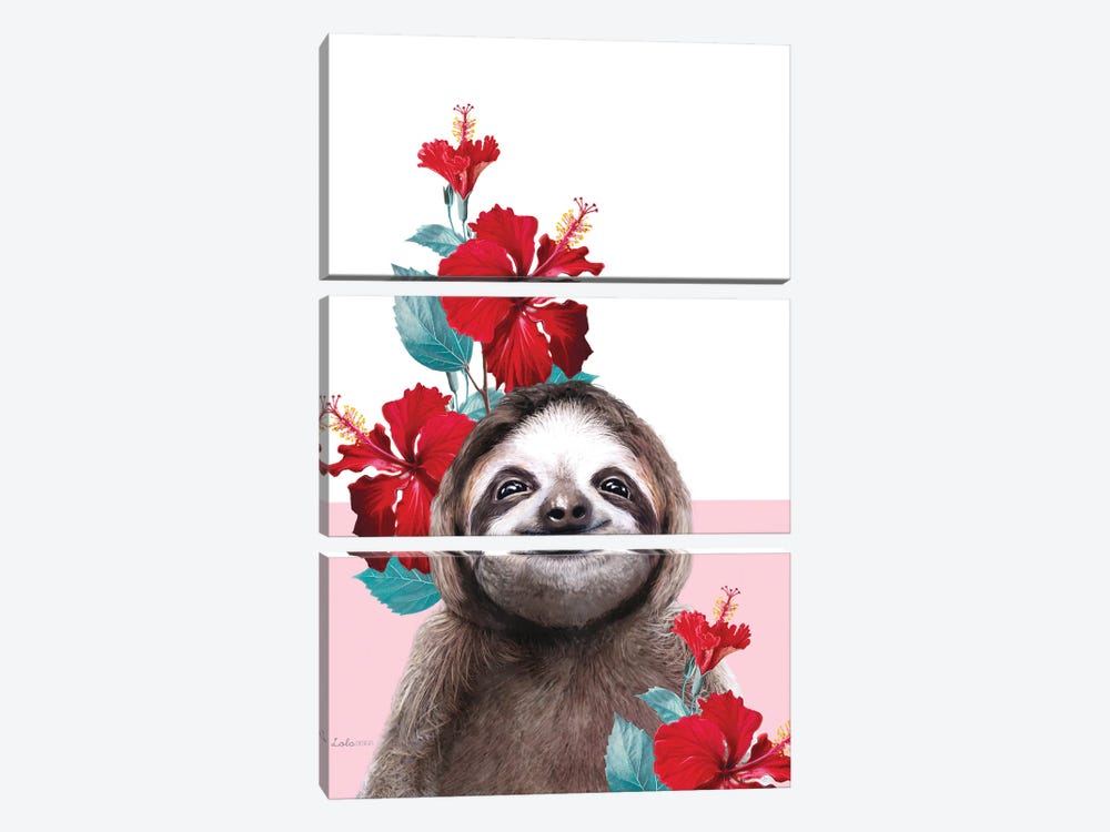 So Safari Sloth by Lola Design 3-piece Canvas Artwork