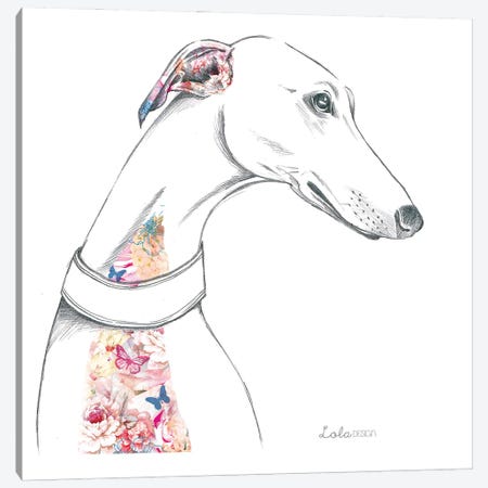 Greyhound Pet Portrait Canvas Print #LLG80} by Lola Design Canvas Print