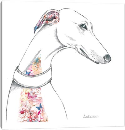Greyhound Pet Portrait Canvas Art Print - Lola Design