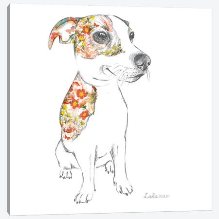 Jack Russell Pet Portrait Canvas Print #LLG81} by Lola Design Canvas Art Print
