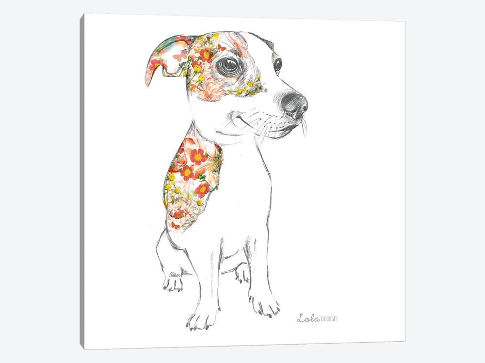 Jack Russell Pet Portrait by Lola Design 1-piece Canvas Print