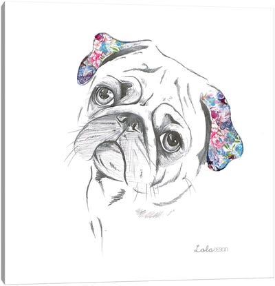 Pug Pet Portrait Canvas Art Print - Lola Design