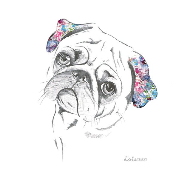 Pugs: Pug Pet Portrait by Lola Design
