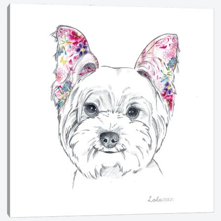 Westie Pet Portrait Canvas Print #LLG85} by Lola Design Canvas Wall Art