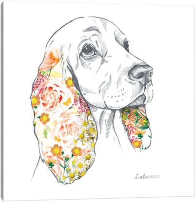Spaniel Pet Portrait Canvas Art Print - Lola Design