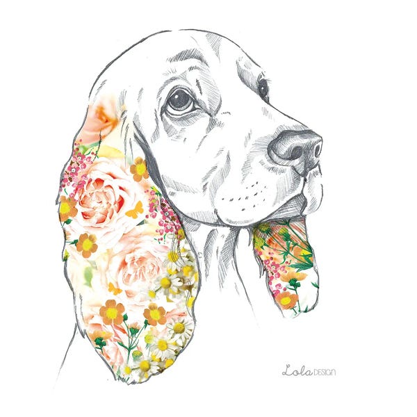Spaniels: Spaniel Pet Portrait by Lola Design