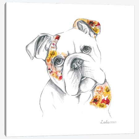 English Bulldog Pet Portrait Canvas Print #LLG87} by Lola Design Canvas Art