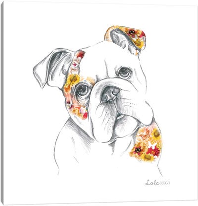 English Bulldog Pet Portrait Canvas Art Print - Lola Design