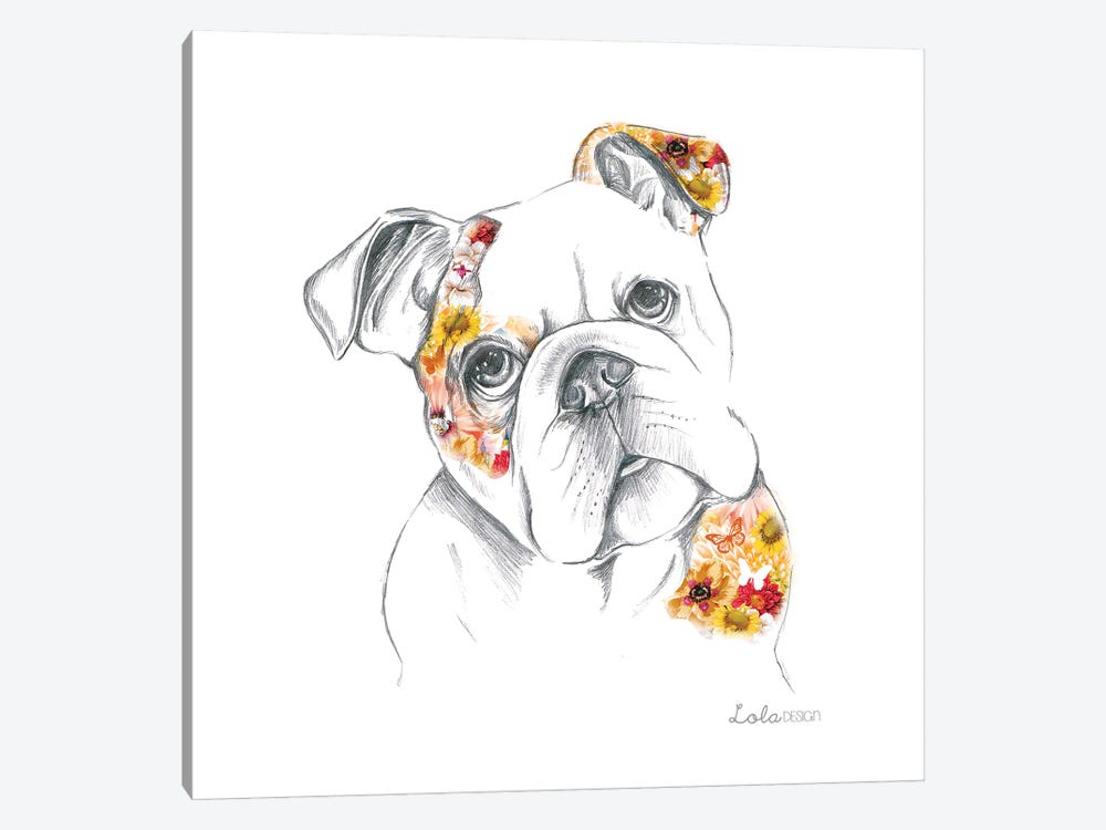 English Bulldog Pet Portrait by Lola Design 1-piece Canvas Art Print