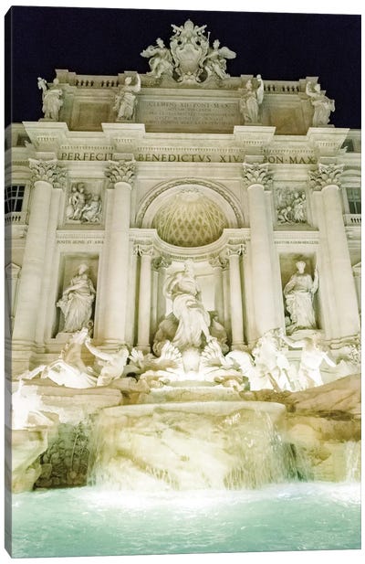 Trevi Fountain Night, Rome, Italy Canvas Art Print - Fountain Art