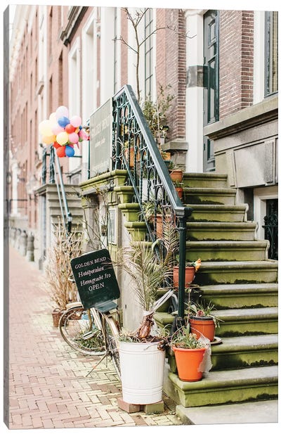 Bike, Golden Bend Neighborhood, Amsterdam Canvas Art Print - Stairs & Staircases
