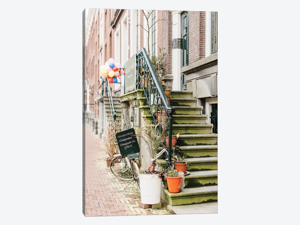 Bike, Golden Bend Neighborhood, Amsterdam by lovelylittlehomeco 1-piece Canvas Wall Art