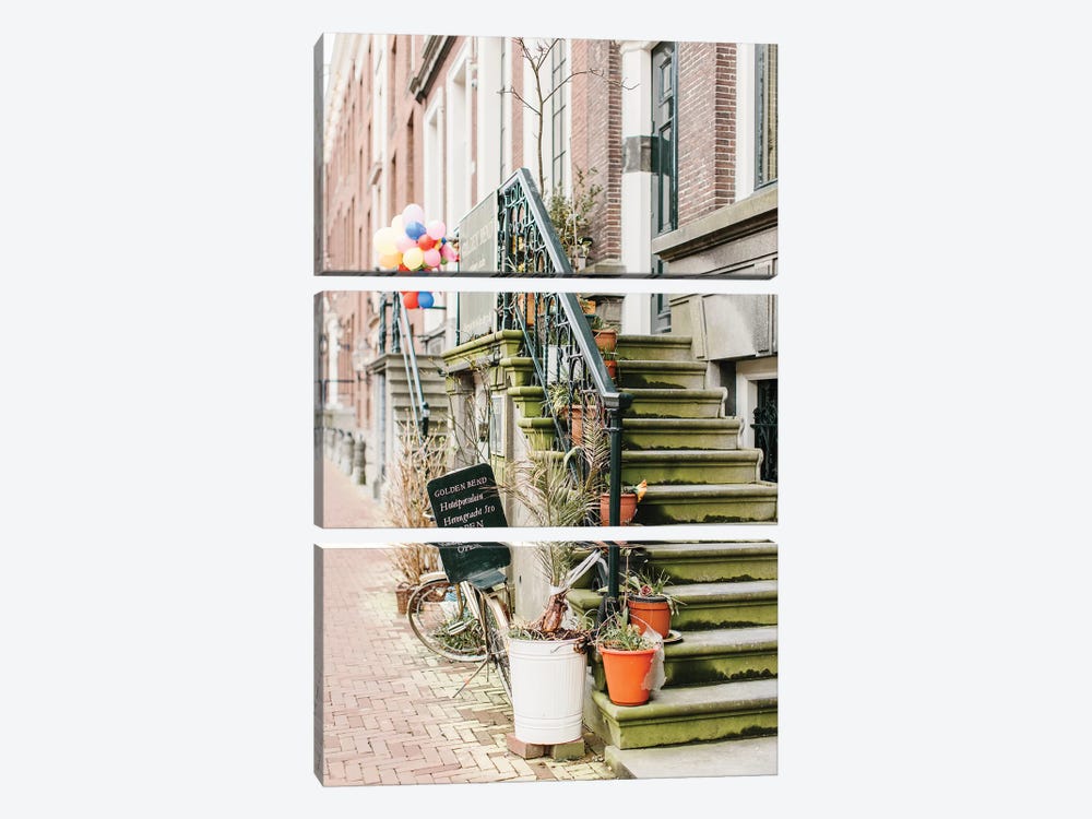 Bike, Golden Bend Neighborhood, Amsterdam by lovelylittlehomeco 3-piece Canvas Art