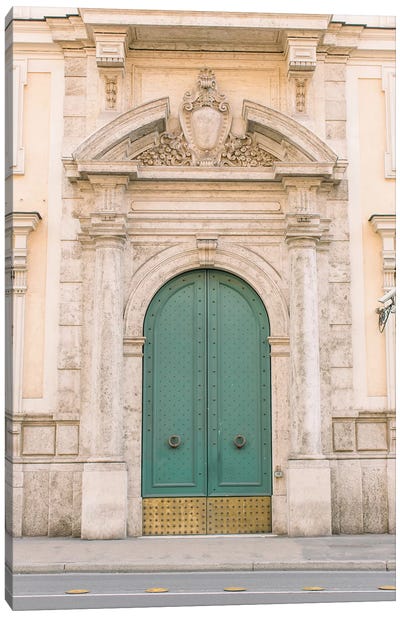 Blue And Gold Door, Rome, Italy Canvas Art Print - Rome Art