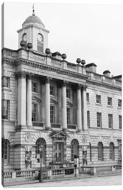 Building, London, England In Black & White Canvas Art Print - lovelylittlehomeco