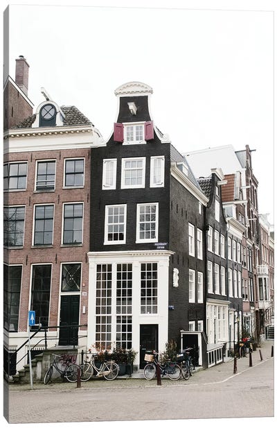 Canal Homes III, Amsterdam Canvas Art Print - lovelylittlehomeco