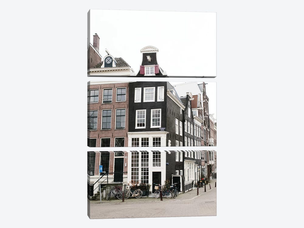 Canal Homes III, Amsterdam by lovelylittlehomeco 3-piece Canvas Wall Art