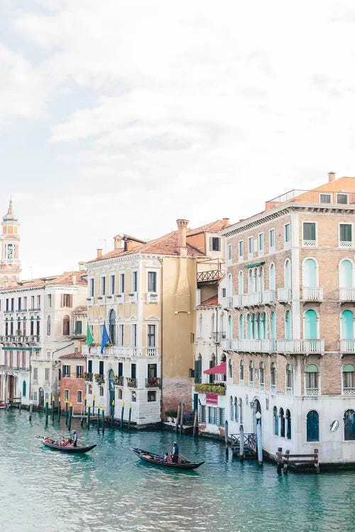 Gondolas Along Canal, Venice, Italy