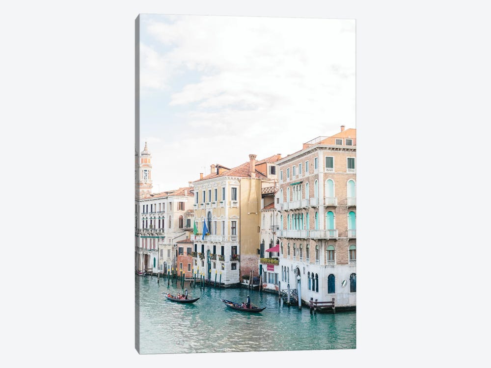 Gondolas Along Canal, Venice, Italy 1-piece Canvas Art