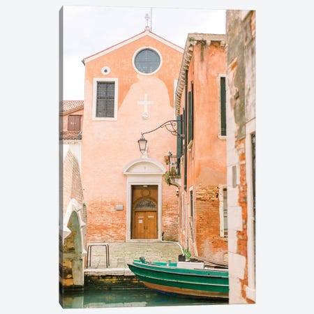 Green Boat, Venice, Italy Canvas Print #LLH68} by lovelylittlehomeco Canvas Wall Art